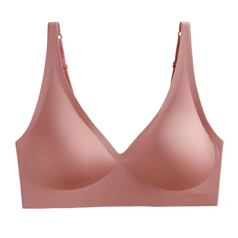 Seamless V-neck Adjustable Comfort Bra