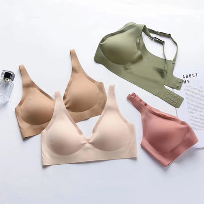 Seamless V-neck Adjustable Comfort Bra