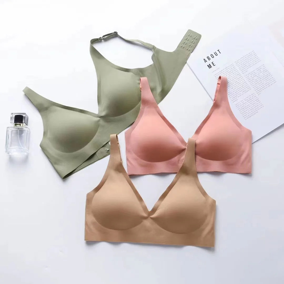 Seamless V-neck Adjustable Comfort Bra